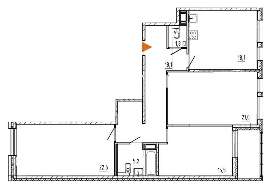 Трехкомнатная квартира в Эталон ЛенСпецСМУ: площадь 104.6 м2 , этаж: 12 – купить в Санкт-Петербурге
